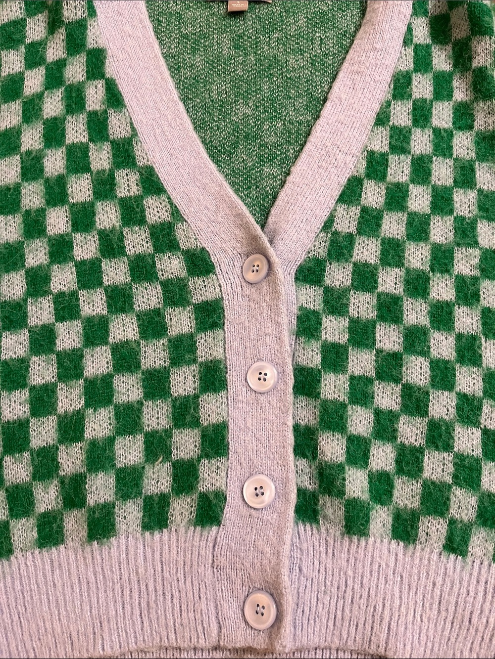 J. Crew Checkerboard V-Neck Cardigan - Picture 3 of 4